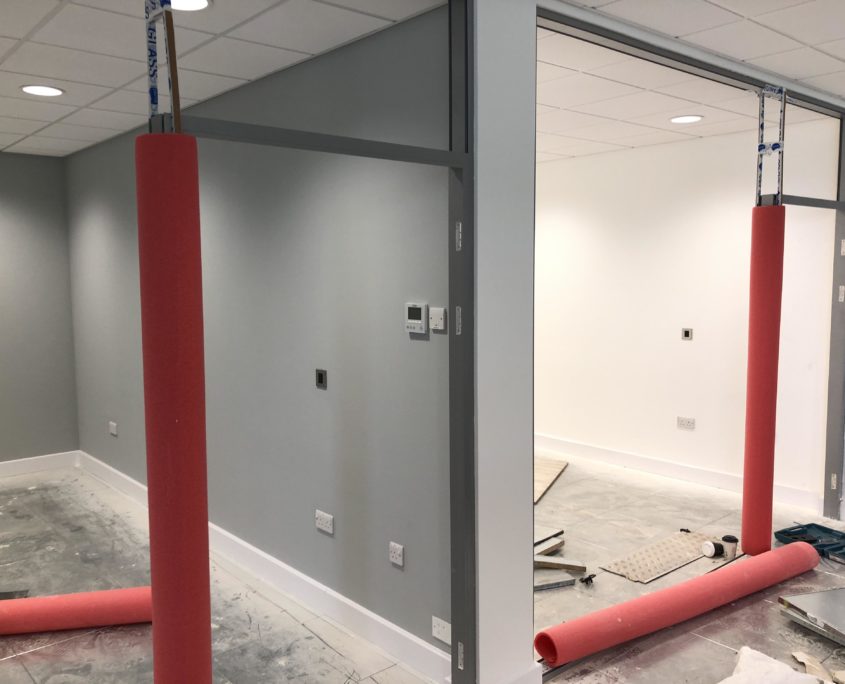 mf-ceiling-6 Commercial suspended ceiling and partition wall installation in Wiltshire